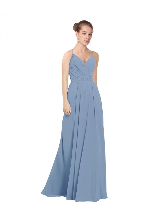 Soft Chiffon A-Line Long Sleeveless V-Back Evening Dress / Bridesmaid Dress Sheffield