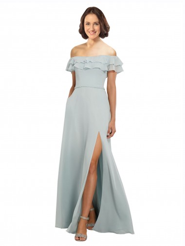 Soft Chiffon A-Line Long Sleeveless Sea Glass Keyhole Back Bridesmaid Dress Sheffield