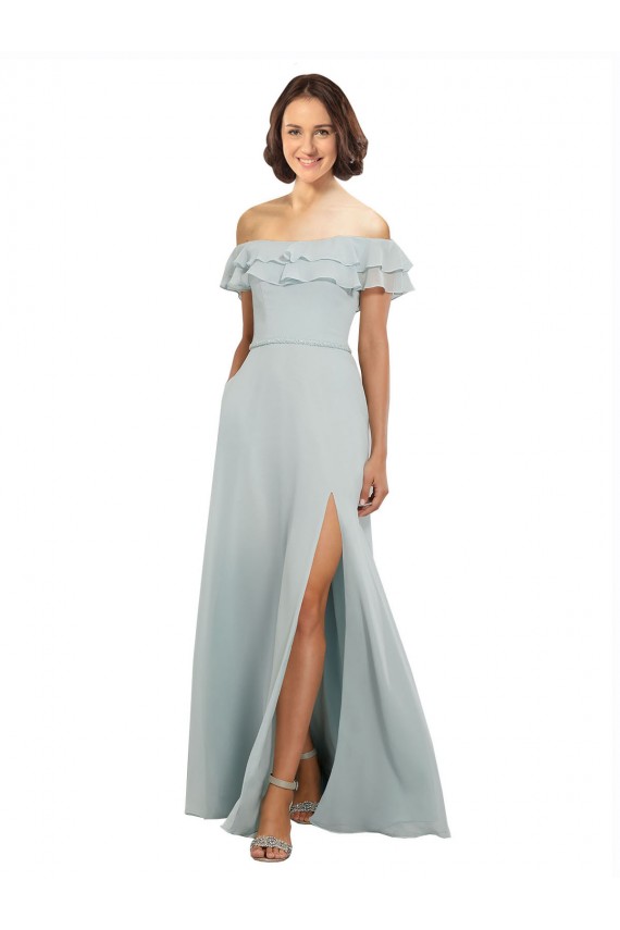 Soft Chiffon A-Line Long Sleeveless Sea Glass Keyhole Back Bridesmaid Dress Sheffield