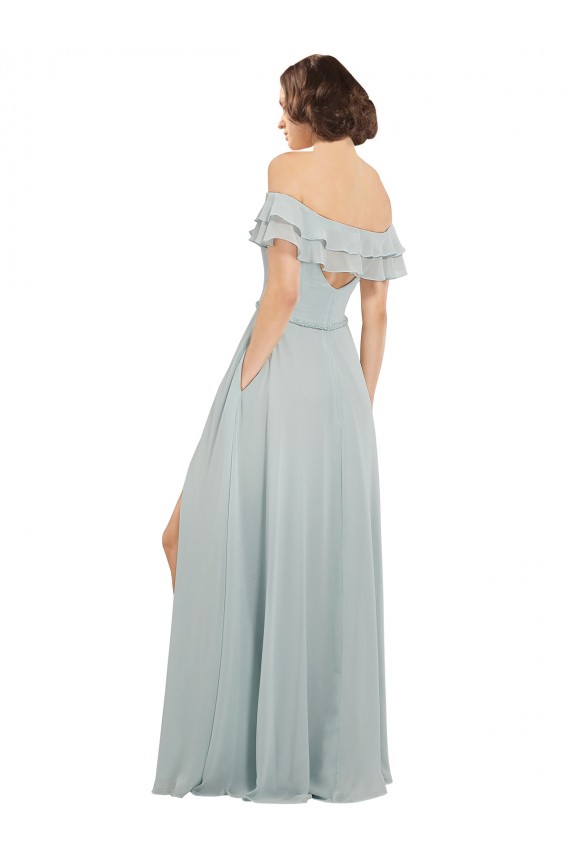 Soft Chiffon A-Line Long Sleeveless Sea Glass Keyhole Back Bridesmaid Dress Sheffield