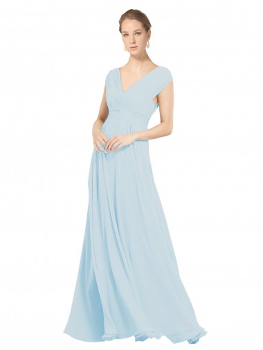 Soft Chiffon A-Line Long Sleeveless Sea Glass Bridesmaid Dress Sheffield