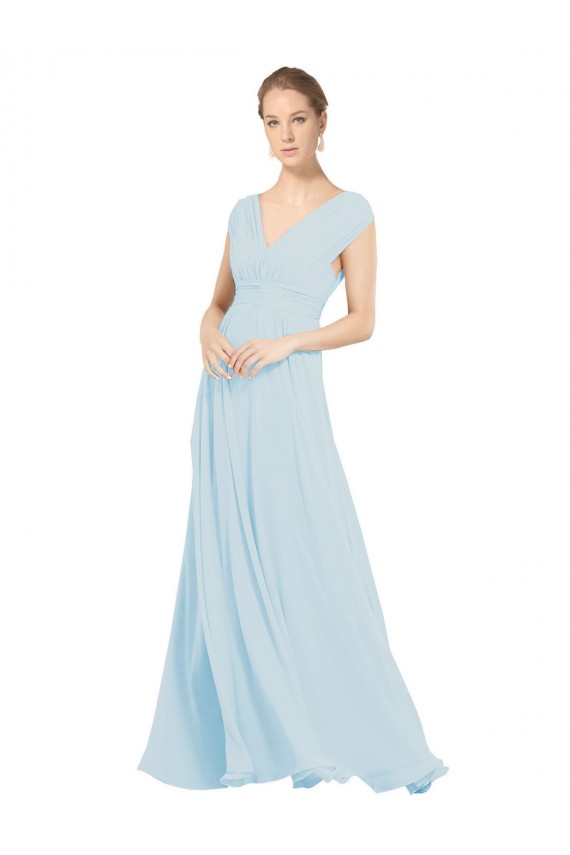 Soft Chiffon A-Line Long Sleeveless Sea Glass Bridesmaid Dress Sheffield