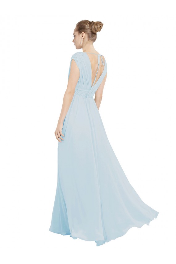 Soft Chiffon A-Line Long Sleeveless Sea Glass Bridesmaid Dress Sheffield