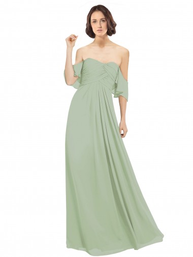 Soft Chiffon A-Line Long Cold Shoulder Bridesmaid Dress Sheffield