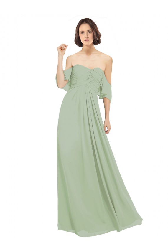 Soft Chiffon A-Line Long Cold Shoulder Bridesmaid Dress Sheffield
