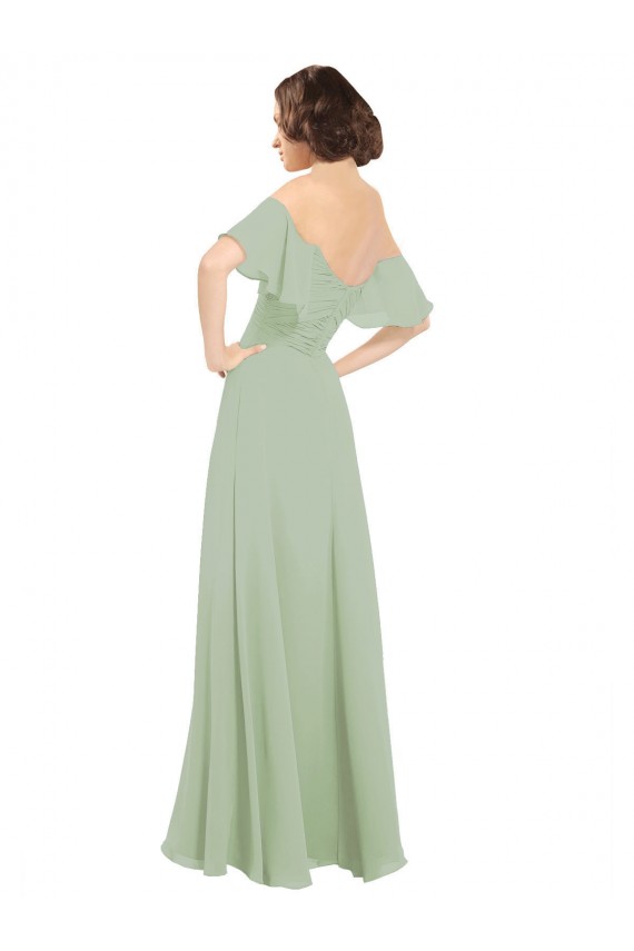 Soft Chiffon A-Line Long Cold Shoulder Bridesmaid Dress Sheffield
