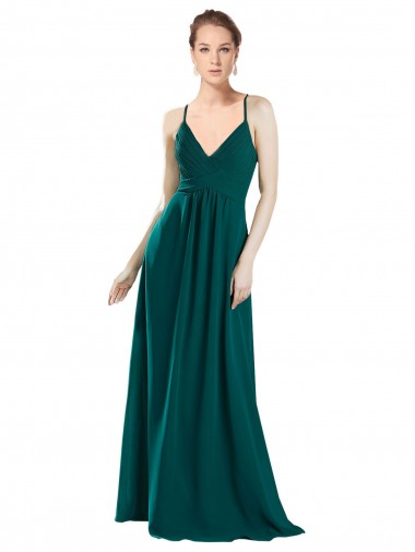 Chiffon A-Line Long Sleeveless V-Neck Keyhole Back Bridesmaid Dresses Sheffield