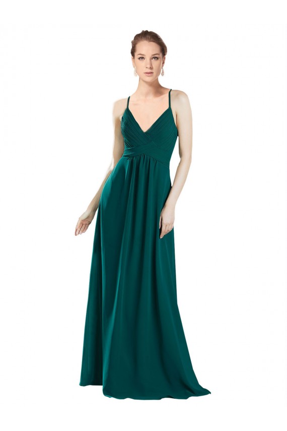 Chiffon A-Line Long Sleeveless V-Neck Keyhole Back Bridesmaid Dresses Sheffield