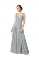 Chiffon A-Line Long Sleeveless Silver Bridesmaid Gowns / Evening Gowns Sheffield