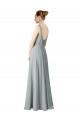 Chiffon A-Line Long Sleeveless Silver Bridesmaid Gowns / Evening Gowns Sheffield