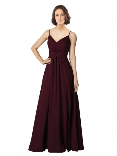 Soft Chiffon A-Line Sleeveless Burgundy Gold Bridesmaid Gown Sheffield