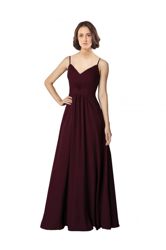 Soft Chiffon A-Line Sleeveless Burgundy Gold Bridesmaid Gown Sheffield