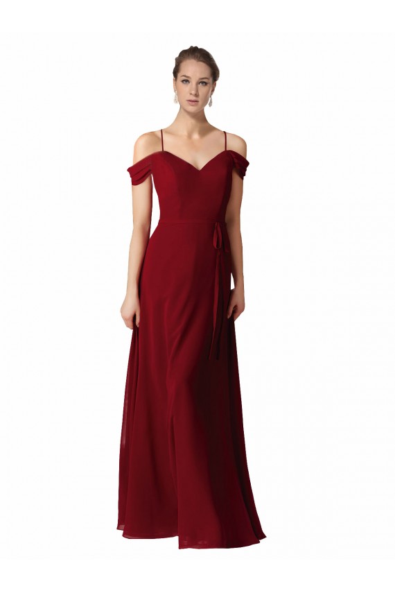 Chiffon A-Line Long Sleeveless Burgundy Bridesmaid Dress / Evening Dress Sheffield