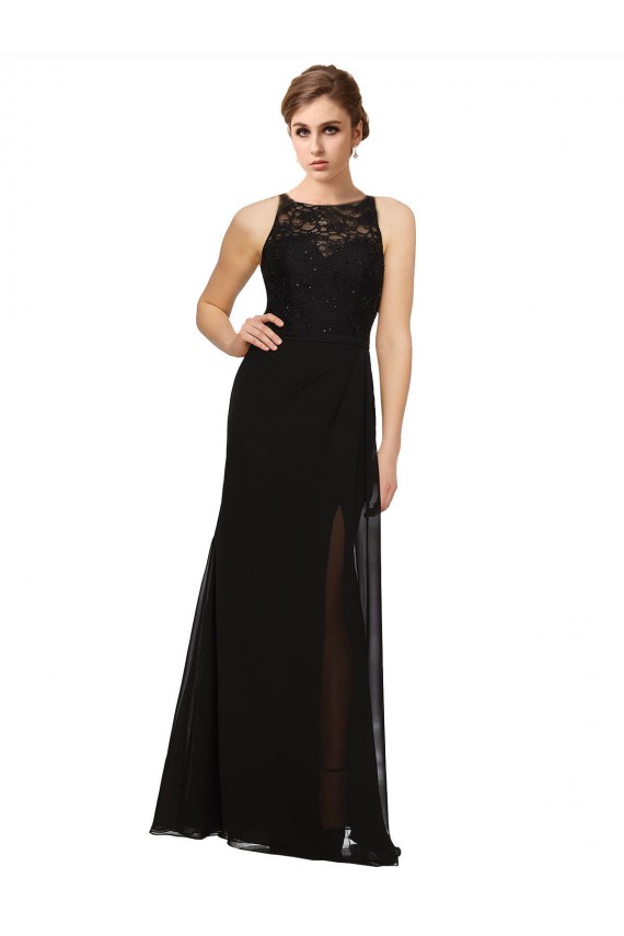 Soft Chiffon & Lace Sheath Long Sleeveless Bridesmaid Dress Sheffield