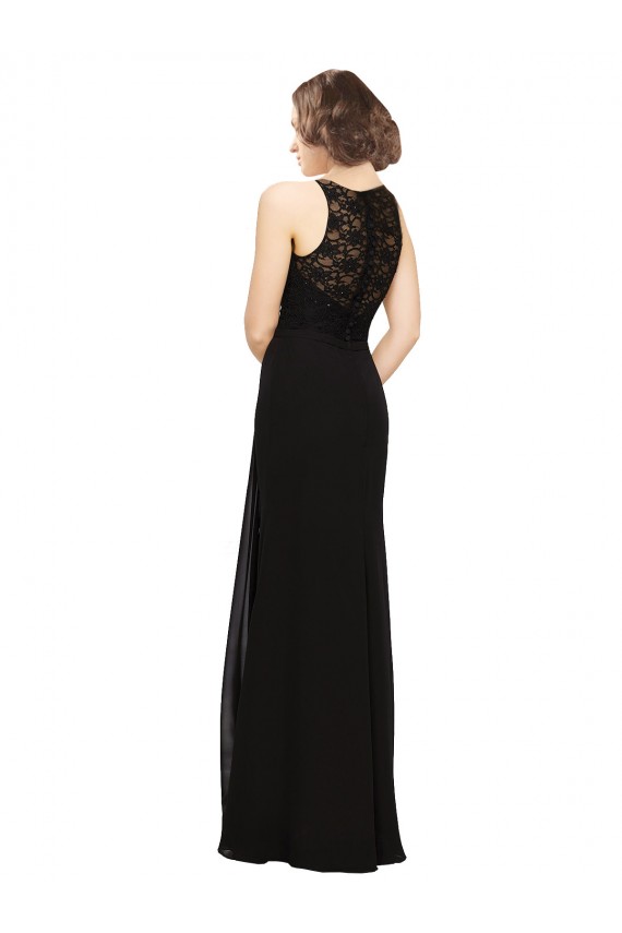 Soft Chiffon & Lace Sheath Long Sleeveless Bridesmaid Dress Sheffield