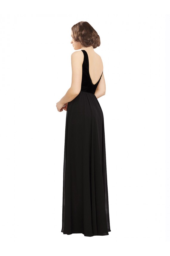 Soft Chiffon & Velvet A-Line Long Sleeveless Open Back Prom Dress / Bridesmaid Dress Sheffield
