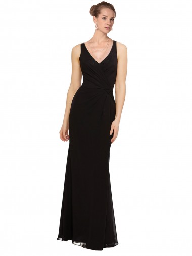 Soft Chiffon Sheath Long Sleeveless Bridesmaid Gown Sheffield