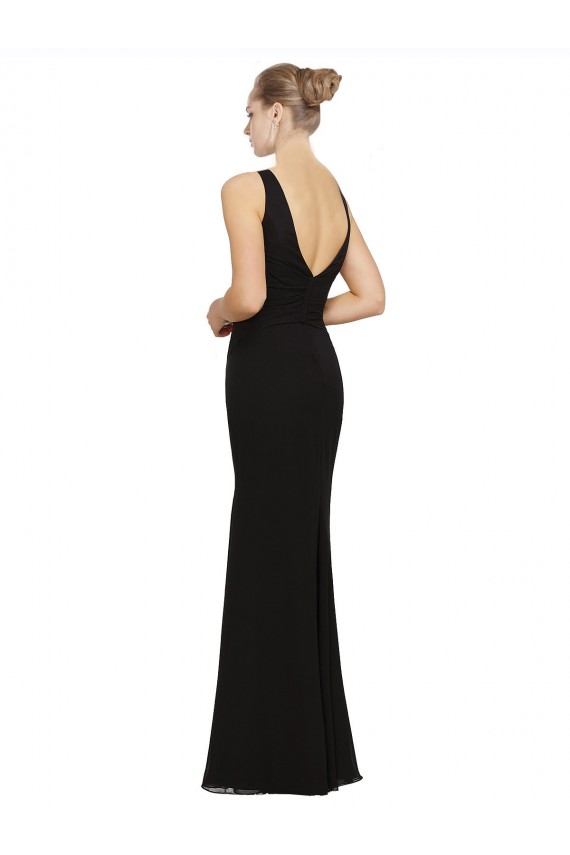 Soft Chiffon Sheath Long Sleeveless Bridesmaid Gown Sheffield