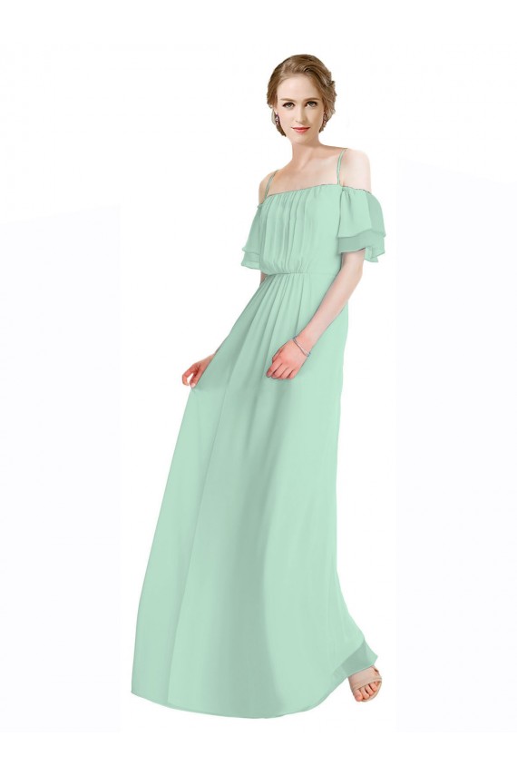 Soft Chiffon A-Line Long Sleeveless Mint Green Bridesmaid Gowns Sheffield
