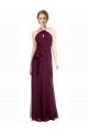 Soft Chiffon A-Line Long Sleeveless Low Back Burgundy Bridesmaid Dresses Sheffield