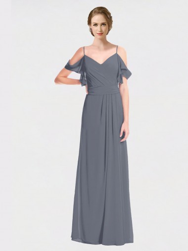 Soft Chiffon A-Line Long Flutter Sleeves V-Back Bridesmaid Dress Sheffield