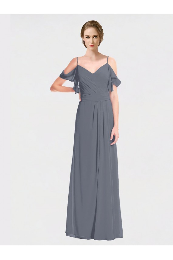 Soft Chiffon A-Line Long Flutter Sleeves V-Back Bridesmaid Dress Sheffield