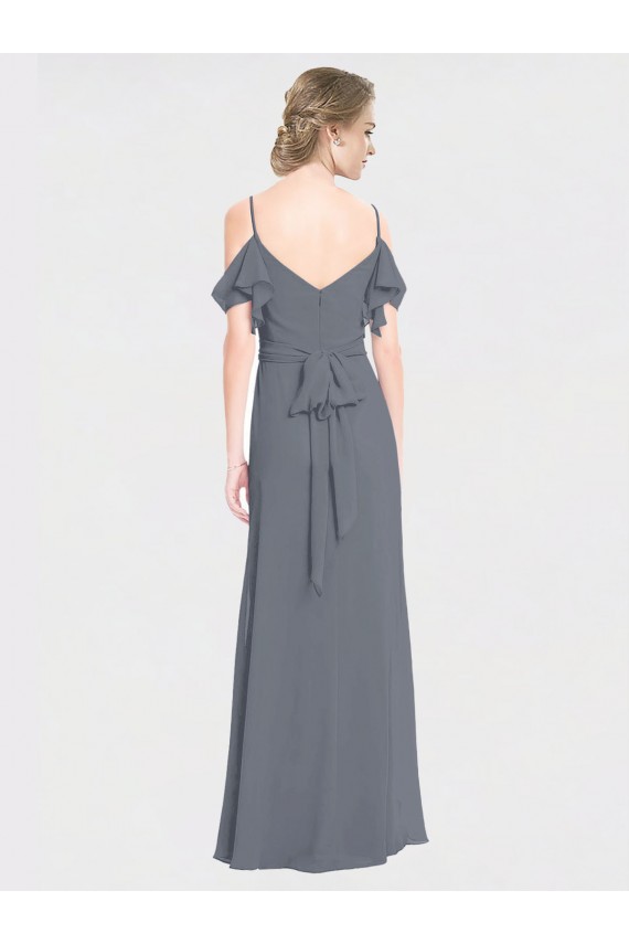 Soft Chiffon A-Line Long Flutter Sleeves V-Back Bridesmaid Dress Sheffield