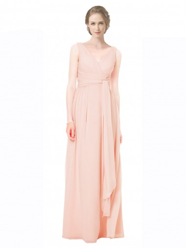Chiffon A-Line Long Sleeveless V-Back Wedding Party Dress Sheffield