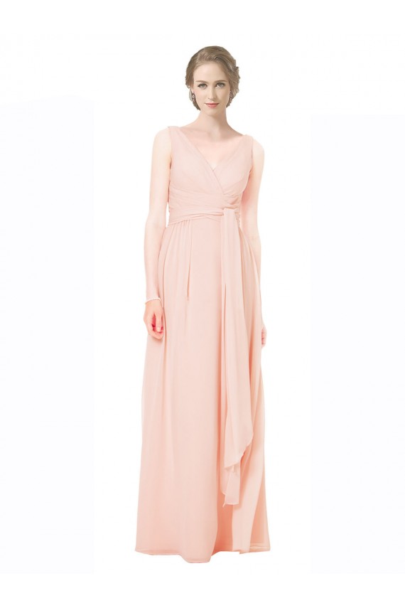 Chiffon A-Line Long Sleeveless V-Back Wedding Party Dress Sheffield