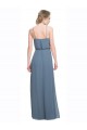 Soft Chiffon A-Line Long Sleeveless Low Back Blue Bridesmaid Dresses Sheffield