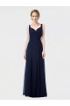 Lxue Chiffon A-Line Long Sleeveless Low Back Dark Navy Bridesmaid Dresses Sheffield