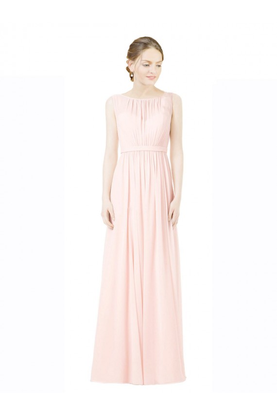 Soft Chiffon A-Line Long Sleeveless V-Back Bridesmaid Dress Sheffield
