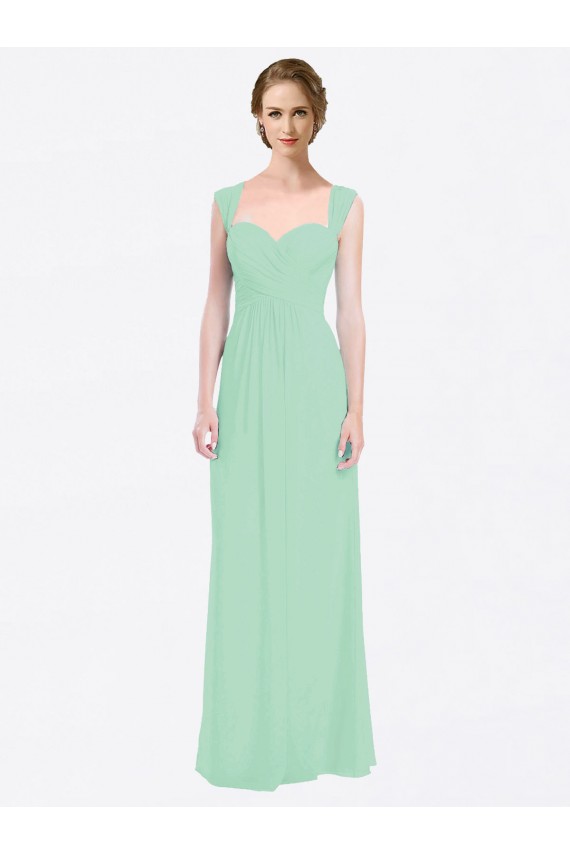 Soft Chiffon A-Line Long Cap Sleeves V-Back Bridesmaid Dress Sheffield