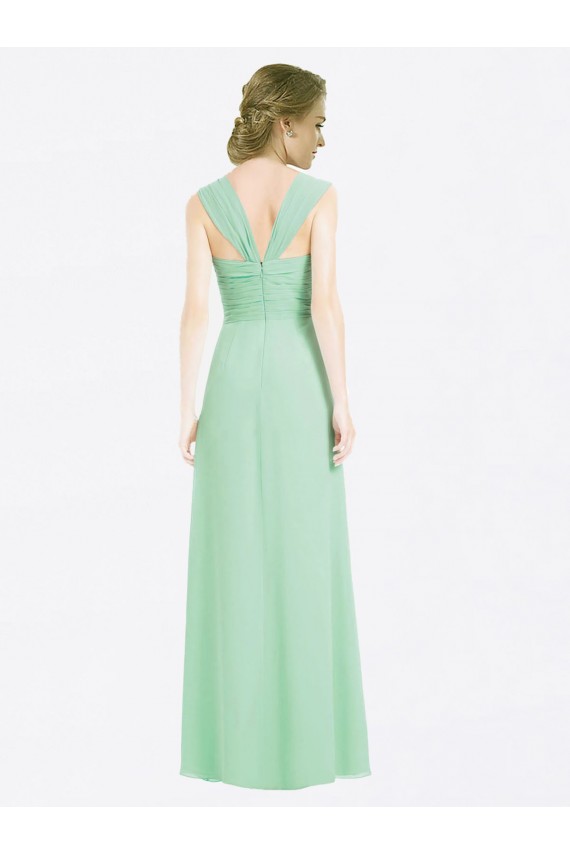 Soft Chiffon A-Line Long Cap Sleeves V-Back Bridesmaid Dress Sheffield