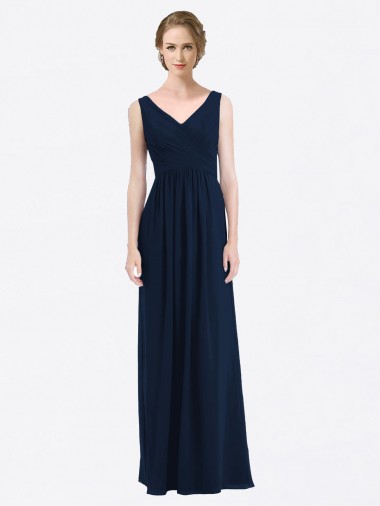 Soft Chiffon A-Line Long Sleeveless Low Back Evening Gowns / Bridesmaid Dress Sheffield