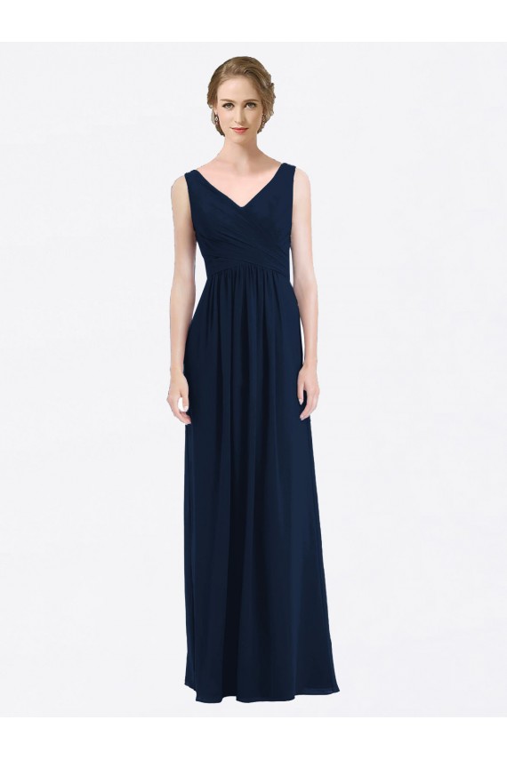 Soft Chiffon A-Line Long Sleeveless Low Back Evening Gowns / Bridesmaid Dress Sheffield