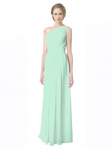 Soft Chiffon A-Line Long Sleeveless Mint Green Bridesmaid Dress Sheffield