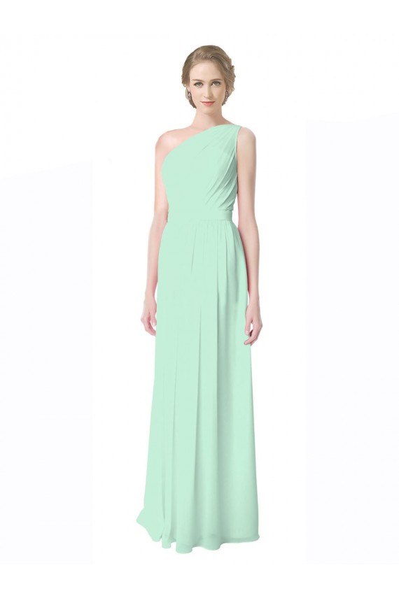 Soft Chiffon A-Line Long Sleeveless Mint Green Bridesmaid Dress Sheffield