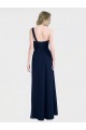 Soft Chiffon A-Line Long Sleeveless Low Back Dark Navy Bridesmaid Dresses Sheffield