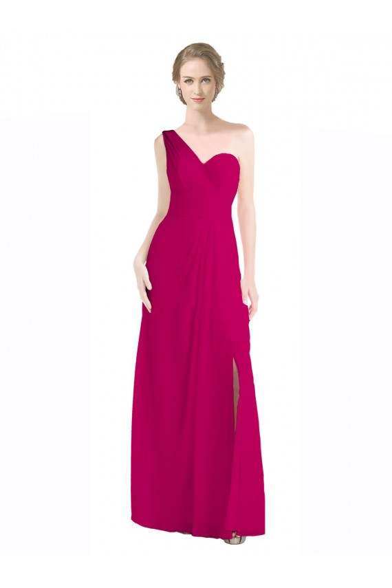 Soft Chiffon A-Line Long Sleeveless Red Bridesmaid Dress Sheffield