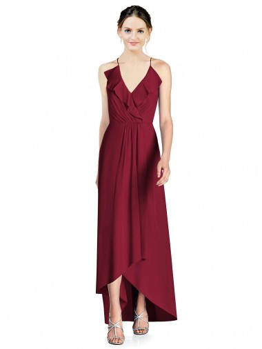 Soft Chiffon Long Sleeveless Open Back High Low Bridesmaid Dress Sheffield