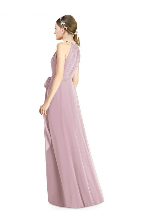 Soft Chiffon A-Line Long Sleeveless Primrose Bridesmaid Dress Sheffield
