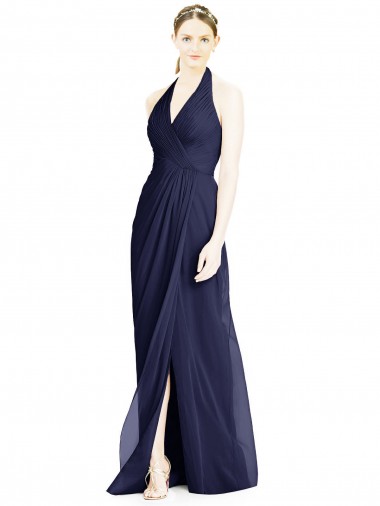Soft Chiffon A-Line Long Sleeveless Open Back Side Front Slit Bridesmaid Dresses Sheffield