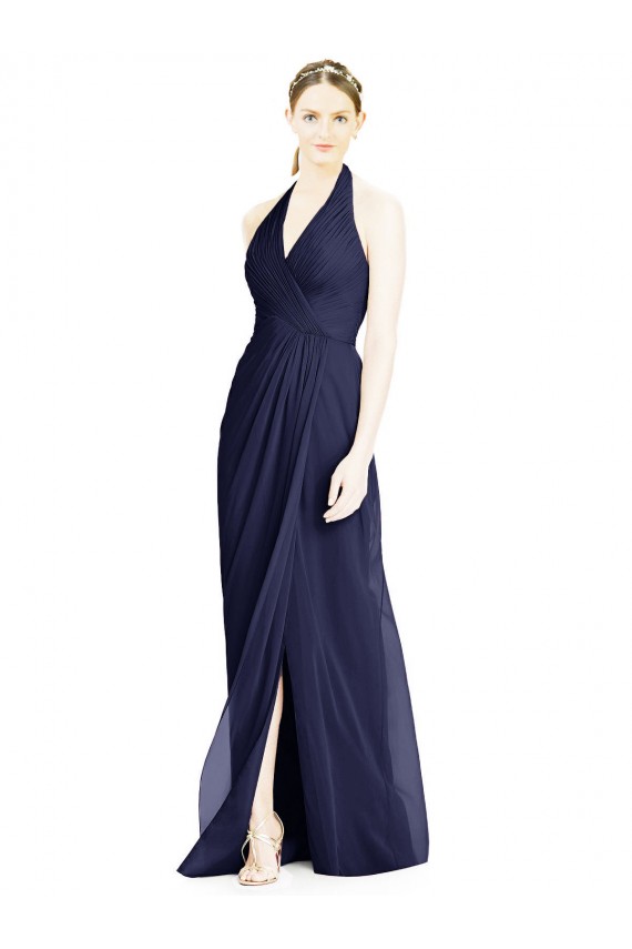 Soft Chiffon A-Line Long Sleeveless Open Back Side Front Slit Bridesmaid Dresses Sheffield