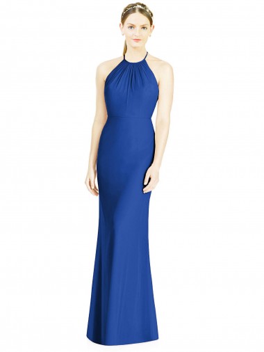 Soft Chiffon Trumpet Long Sleeveless Criss Cross Back Bridesmaid Dress Sheffield