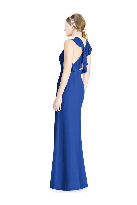 Soft Chiffon Trumpet Long Sleeveless Criss Cross Back Bridesmaid Dress Sheffield