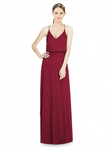 Soft Chiffon A-Line Long Sleeveless Burgundy Bridesmaid Dresses Sheffield