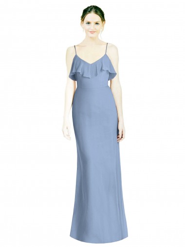 Soft Chiffon A-Line Sleeveless Dusty Blue Bridesmaid Dresses Sheffield