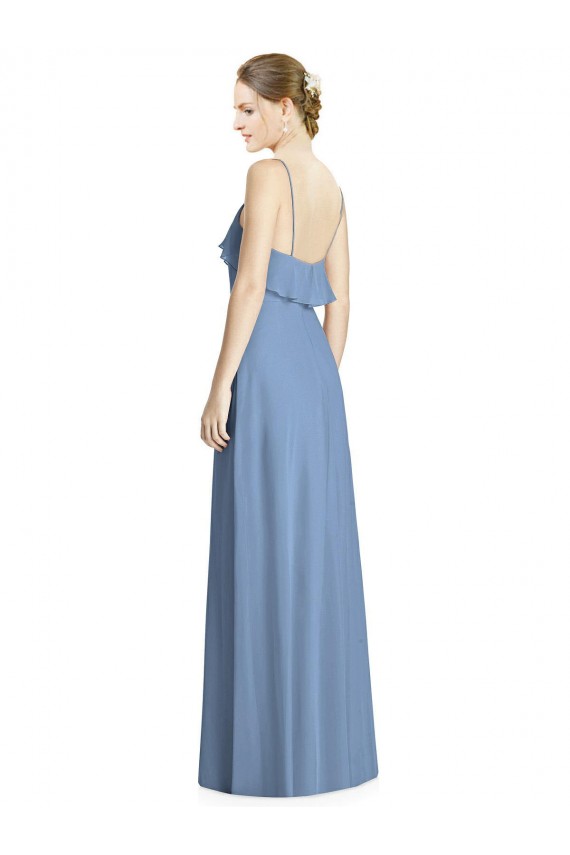 Soft Chiffon A-Line Sleeveless Dusty Blue Bridesmaid Dresses Sheffield