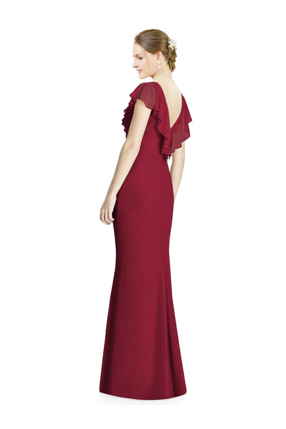 Soft Chiffon Trumpet Long Sleeveless V-Back Bridesmaid Dress Sheffield